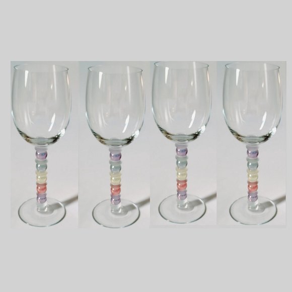 Pier 1 Imports Set Of 4 Clear Crackle Stemless Wine Glasses